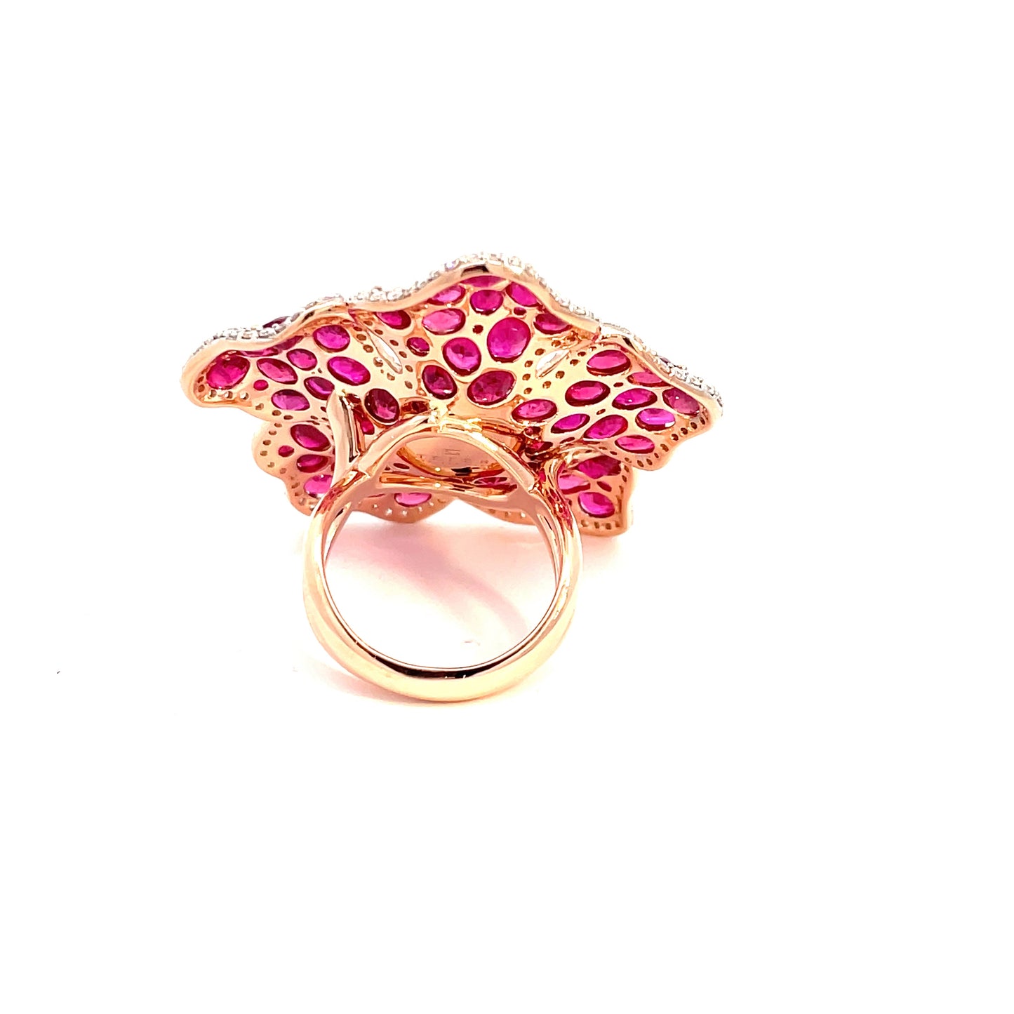 Rose Gold with Ruby and White Diamond Ring from Flower Collection