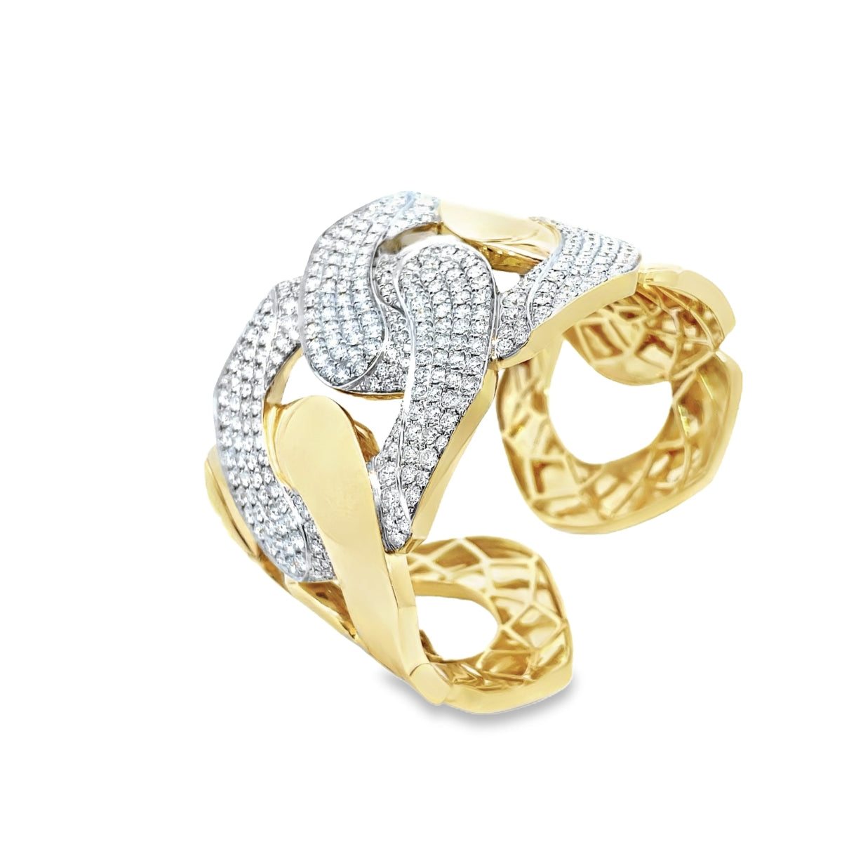 Yellow Gold with White Diamond Bangle