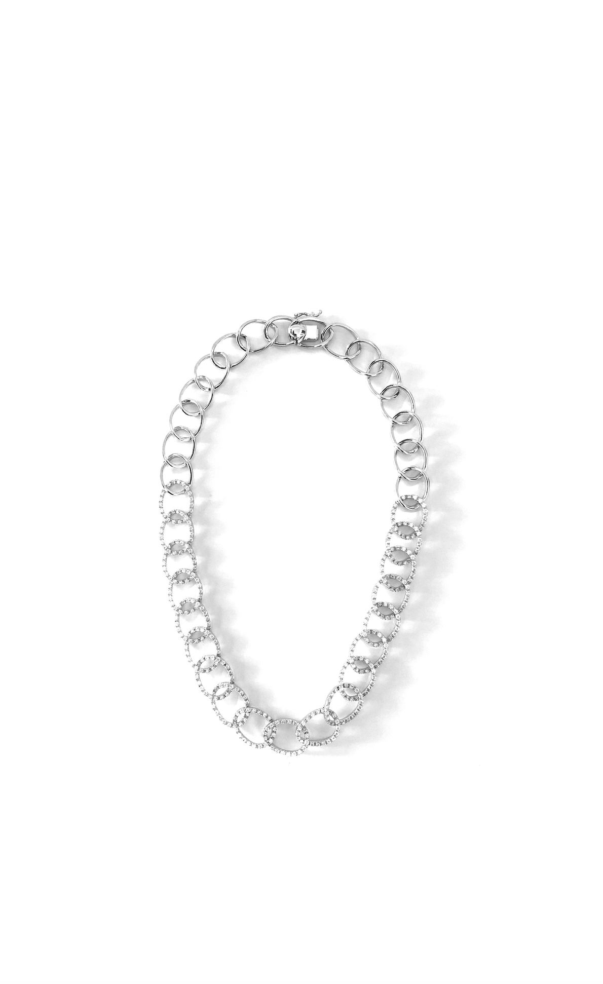 White Gold with White Diamond Necklace from Link Collection