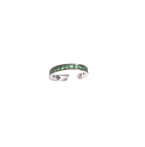 White Gold with Green Garnet Ear Cuff from Link Collection