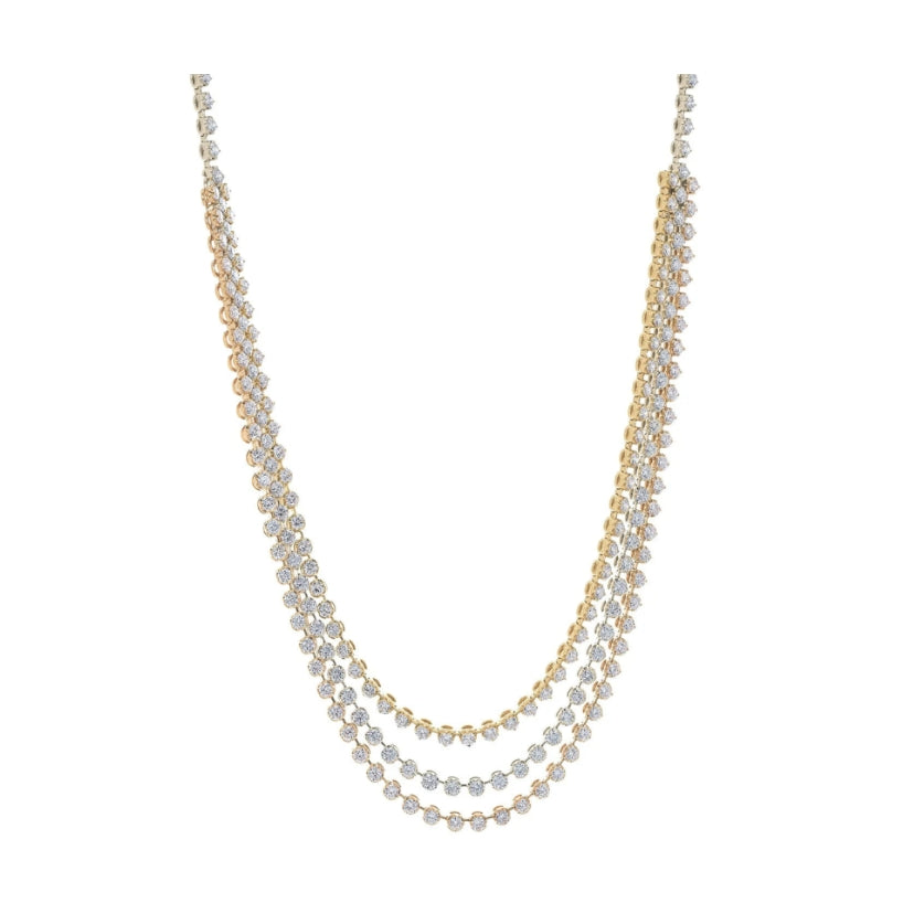 White & Yellow & Rose Gold with White Diamond Necklace from Link Collection