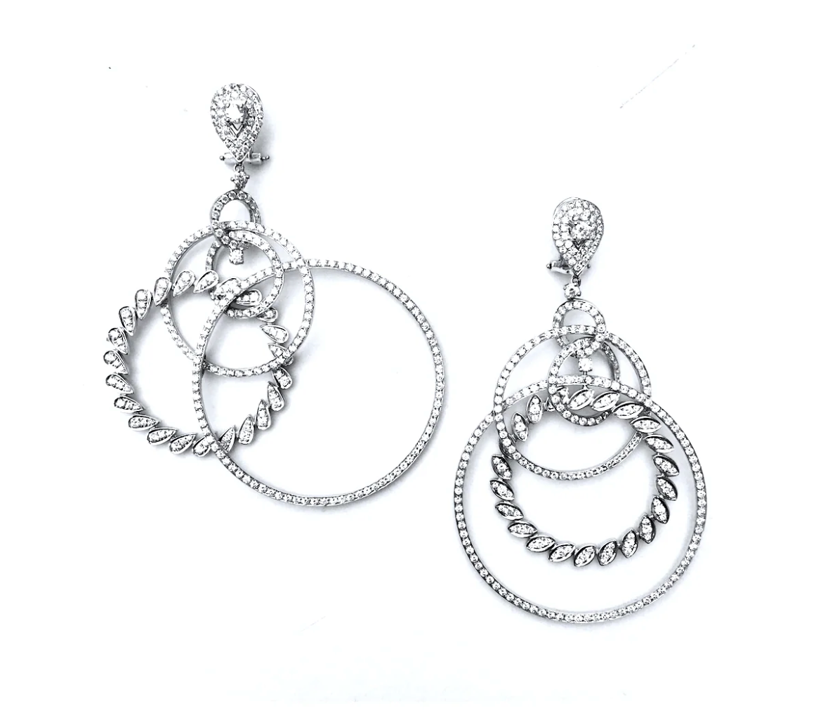 White Gold with White Diamond Hoops Earrings from Hoops Collection