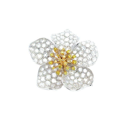 Copy White Gold with Yellow & White Diamond Ring from Flowers Collection