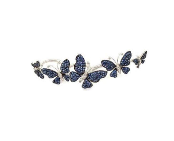 White Gold with White Diamond & Blue Sapphire Multi Fingers Ring from Butterflies Collection
