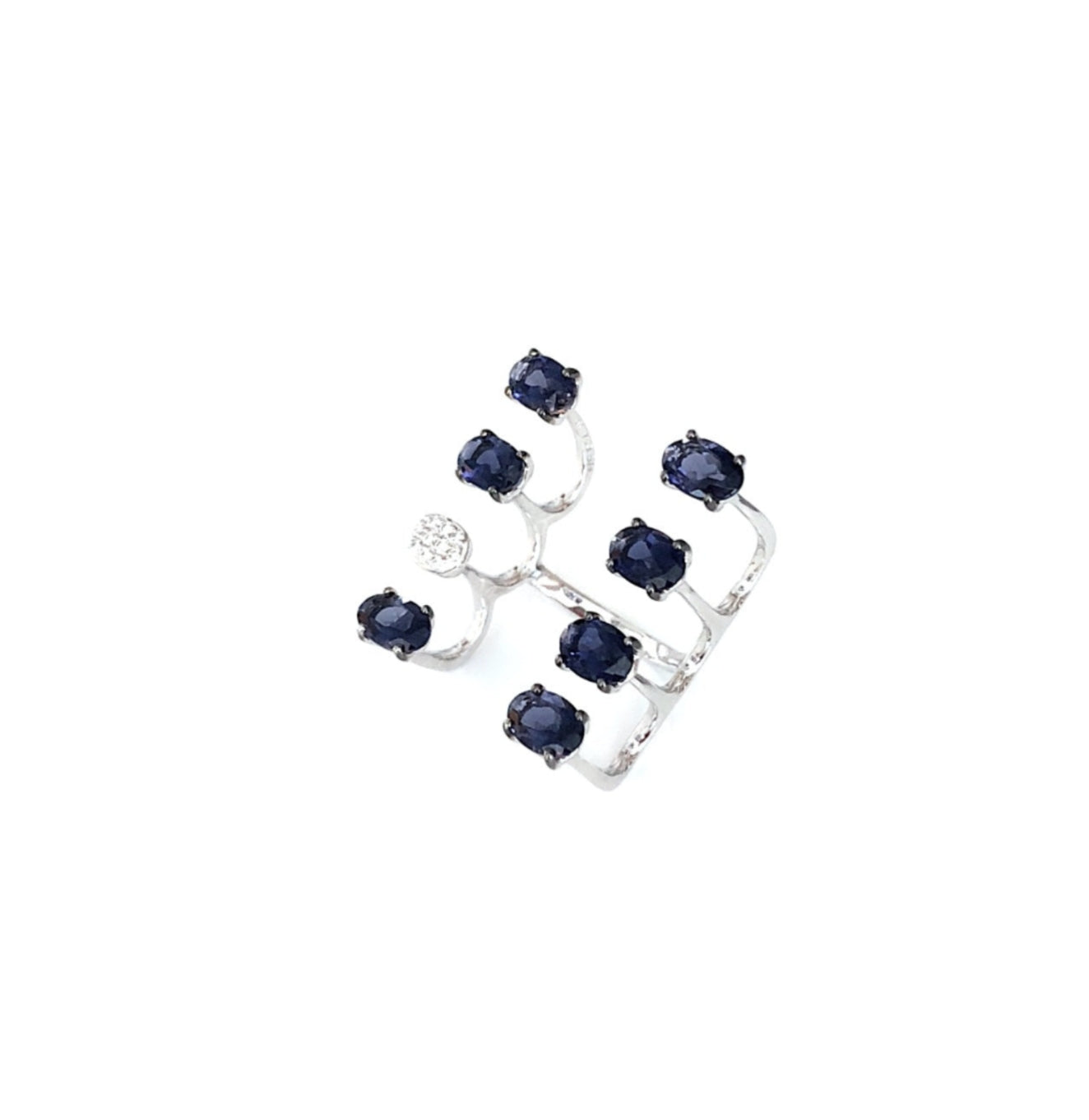 White Gold with white Diamond & Iolite Ring from Aurore Collection