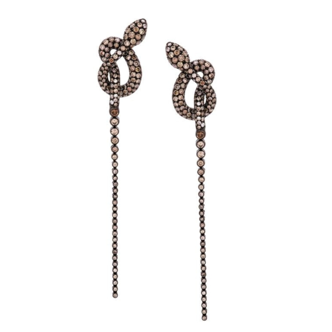 Yellow Gold with Brown Diamond Earrings from Snake Collection