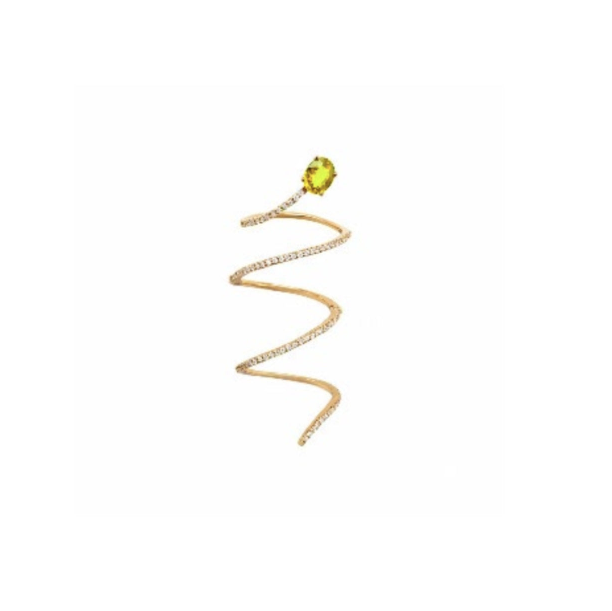 White Gold with White Diamond & Yellow Sapphire Coiled Ring from Flower Collection
