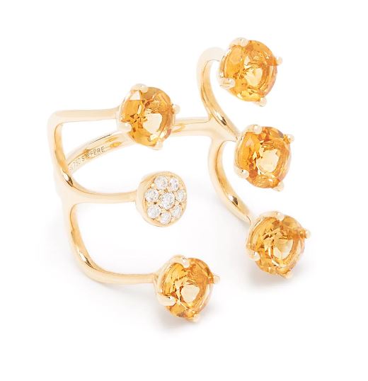 Yellow Gold White Diamond Citrine Ring From Aurore Collection