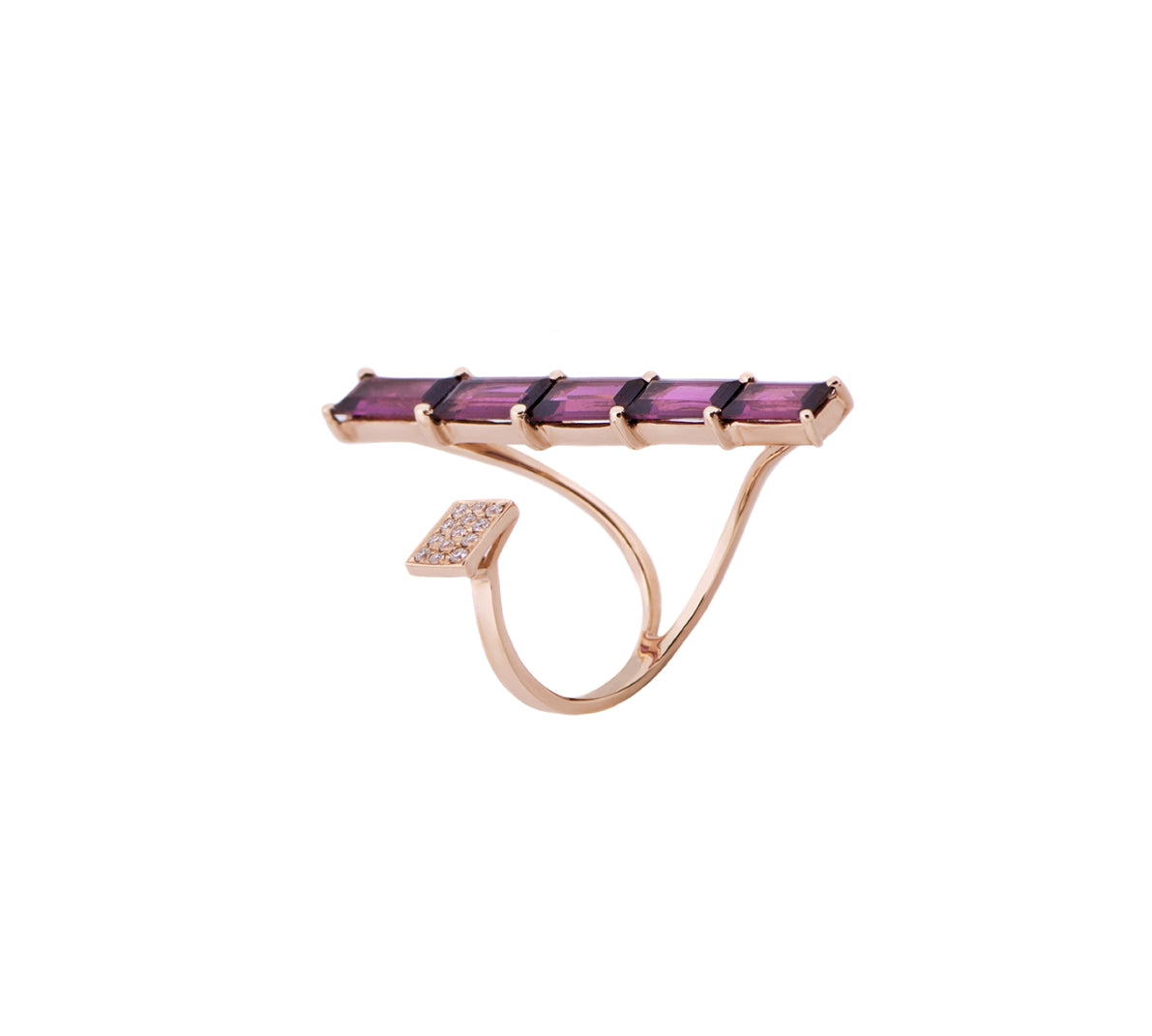 Rose Gold with White Diamond & Rhodolite Garnet Ring from Terri Collection