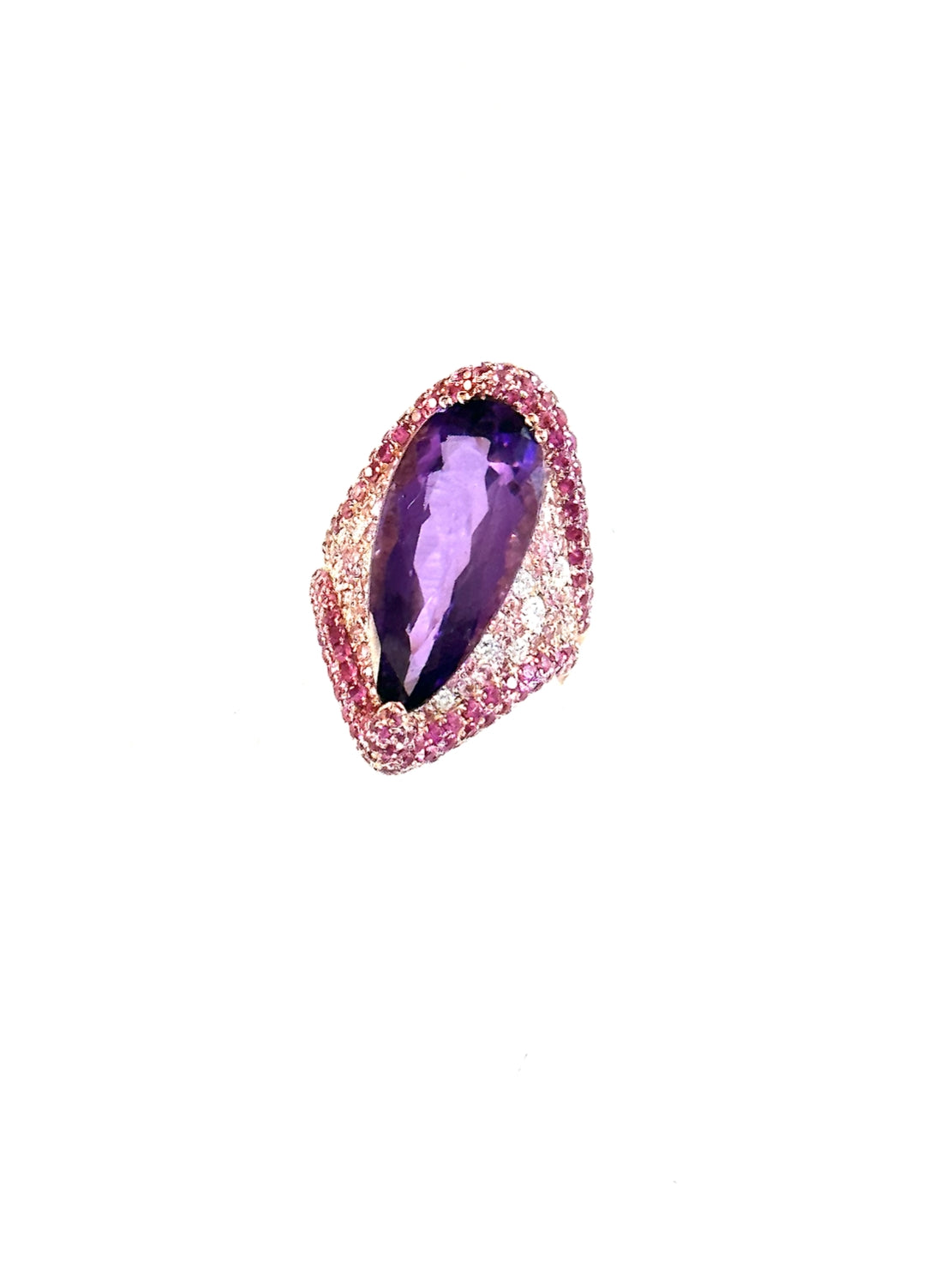 Rose Gold with Amethyst and Pink Sapphire and White Diamond Ring