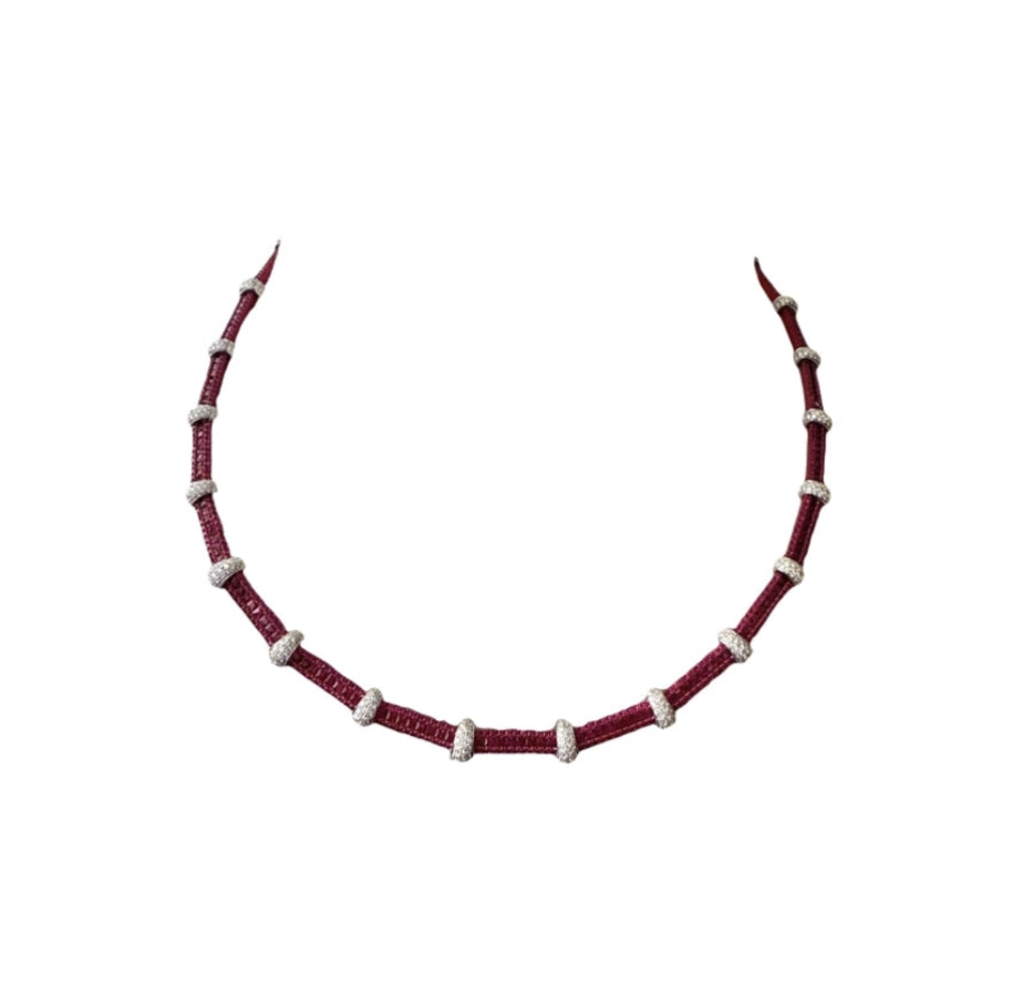 White Gold with Ruby & White Diamond Necklace from Link Collection