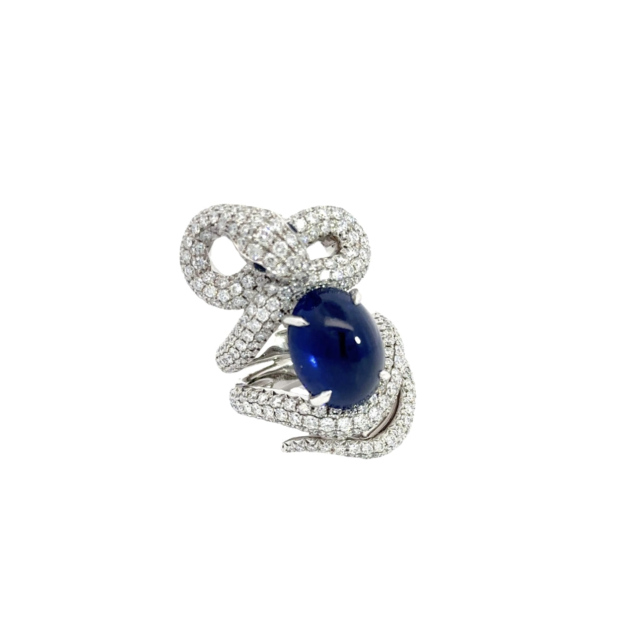 White Gold with White Diamond & Sapphire Cocktail Ring from Snake Collection