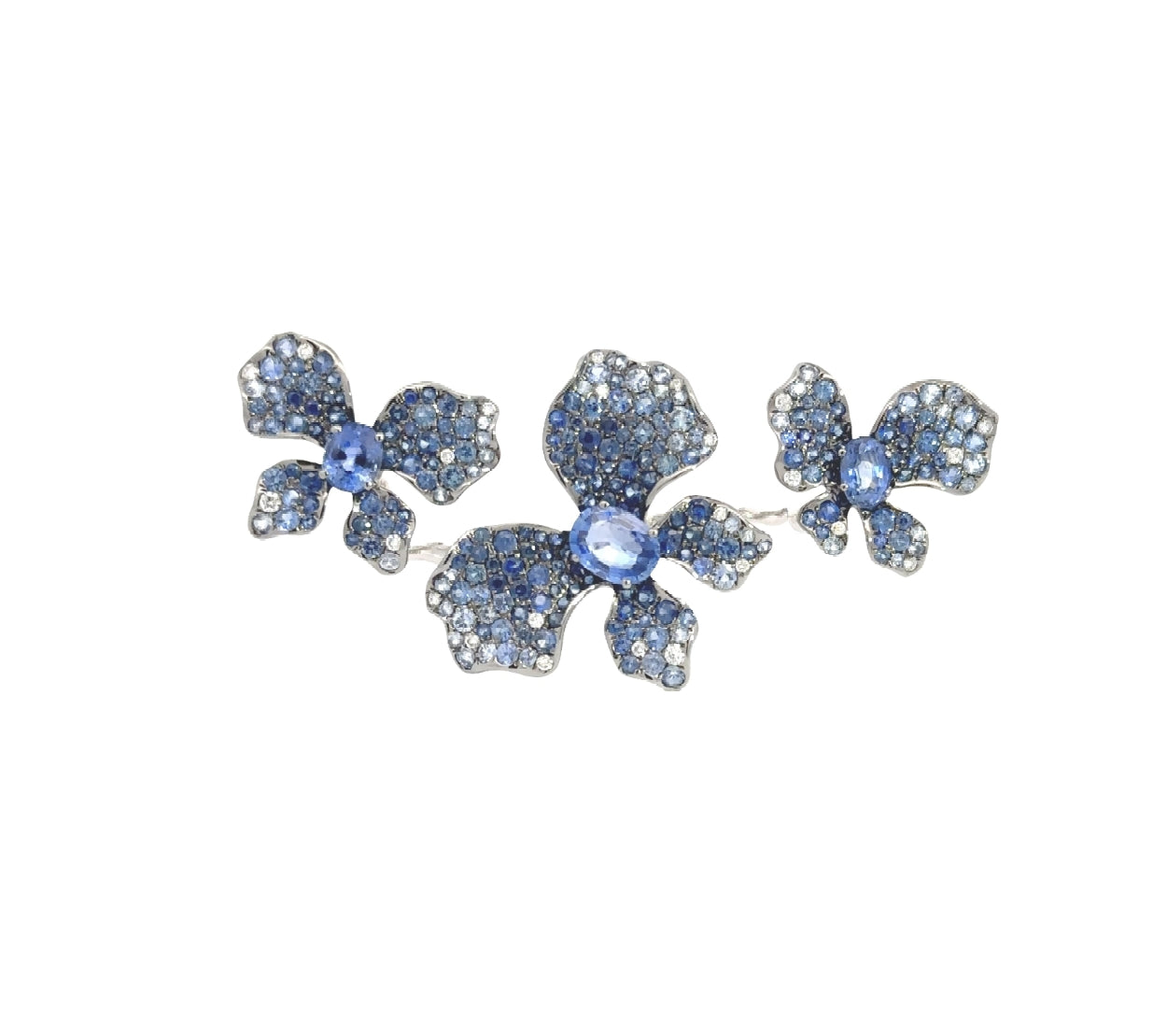 White Gold with White Diamond & Blue Sapphire Ring