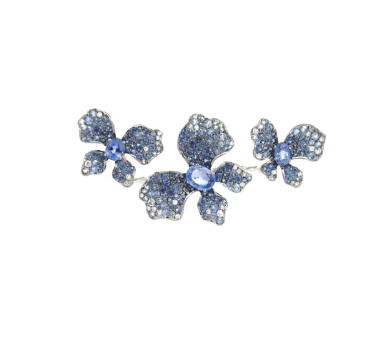 White Gold with White Diamond & Blue Sapphire Ring