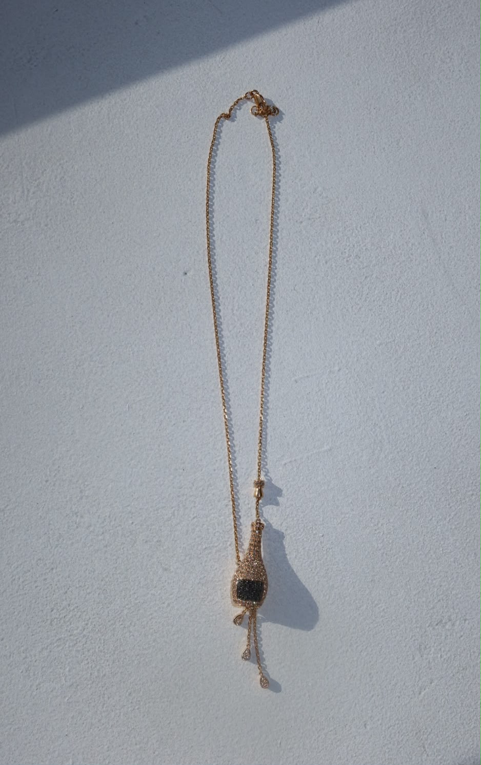 18K Rose GolD Brown and black Diamond Champagne Bottle Necklace