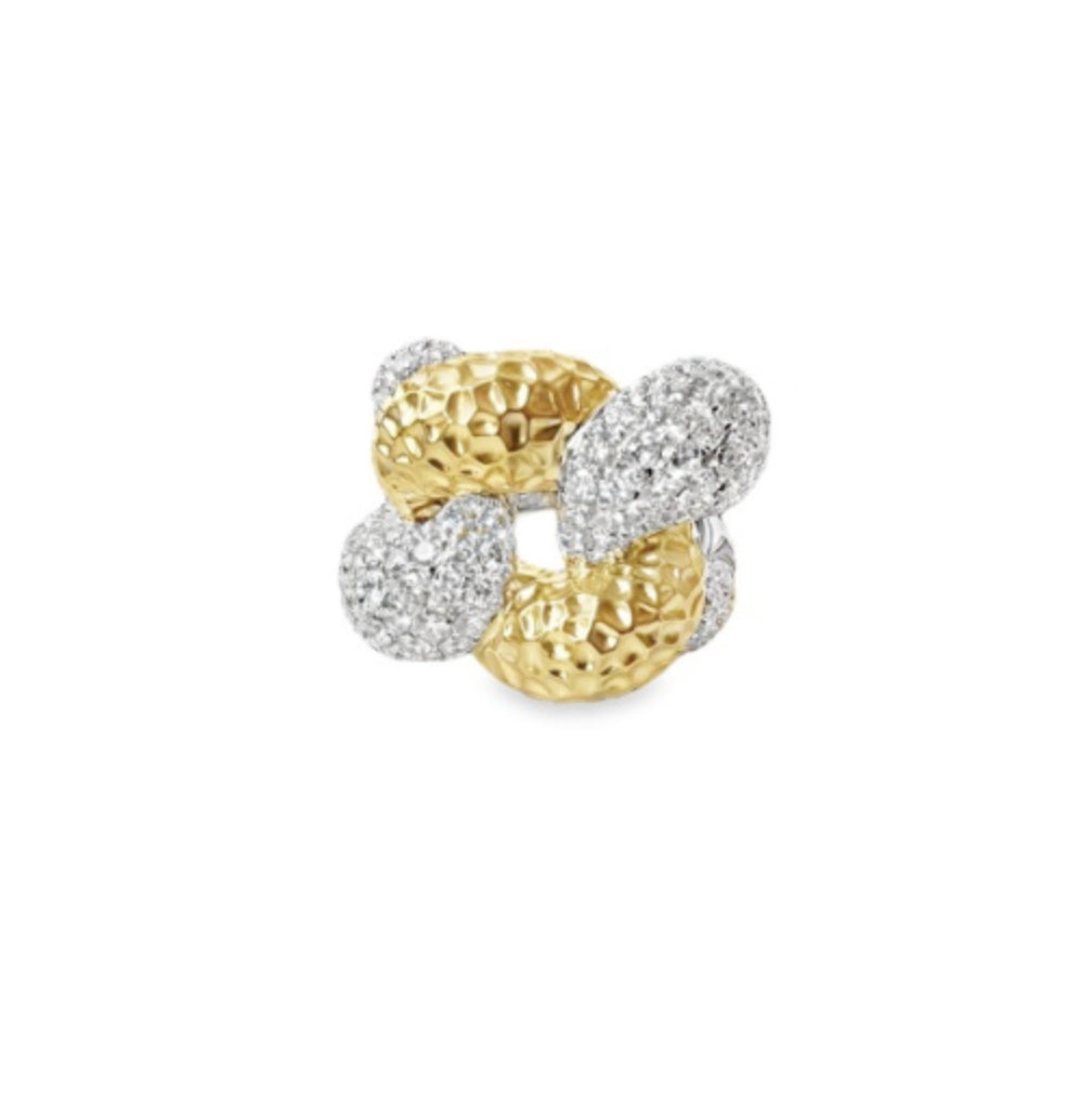 Yellow & White Diamond with White Diamond Cocktail Ring