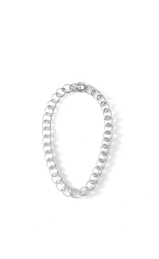White Gold with White Diamond Necklace from Link Collection