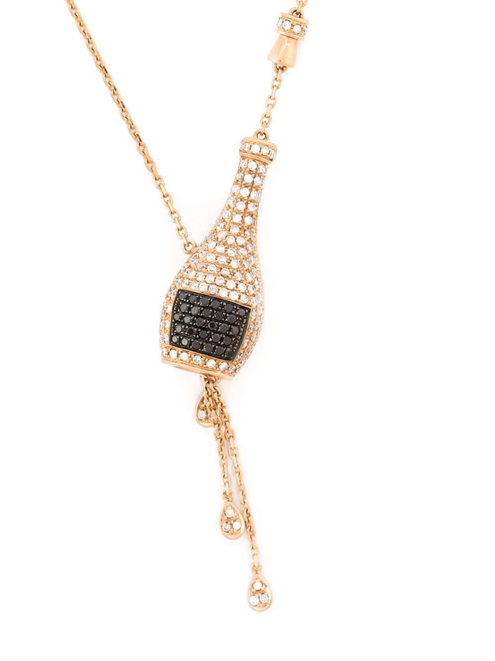 18K Rose GolD Brown and black Diamond Champagne Bottle Necklace