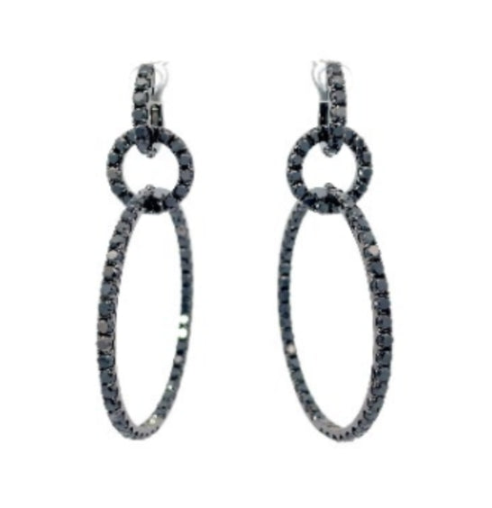 White Gold with Black Diamond Earrings from Hoops Collection