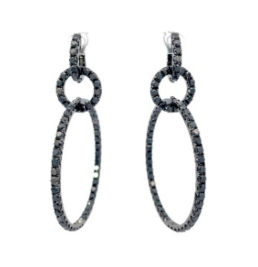 White Gold with Black Diamond Earrings from Hoops Collection
