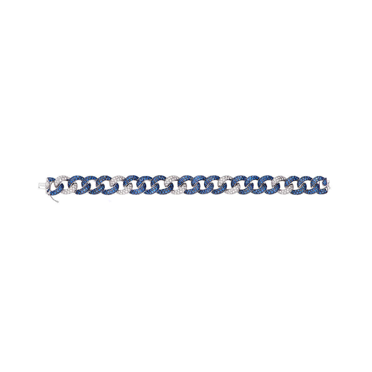 White Gold with White Diamond and Blue Sapphire Bracelet from Link Collection