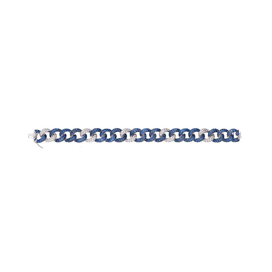 White Gold with White Diamond and Blue Sapphire Bracelet from Link Collection