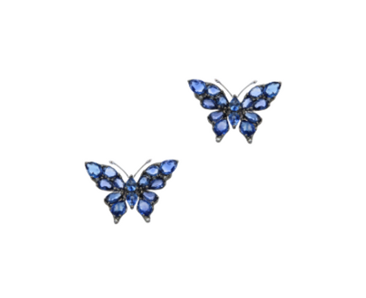 White Gold with White Diamond and Blue Sapphire Earrings from Butterflies Collection