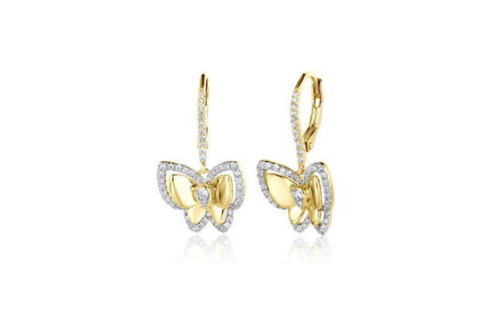 Yellow Gold with White Diamond Earrings