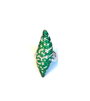White Gold with White Diamond and Tsavorite Ring