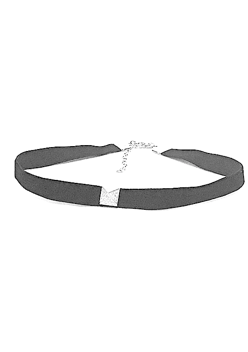White Gold with White Diamond Leather Choker from Skull & Cross Collection