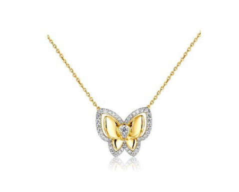 Yellow Gold with White Diamond Necklace