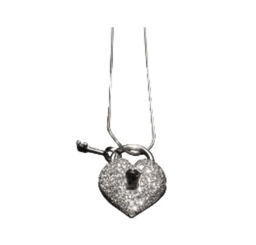 White Gold with White Diamond Heart-lock Necklace from Charms Collection