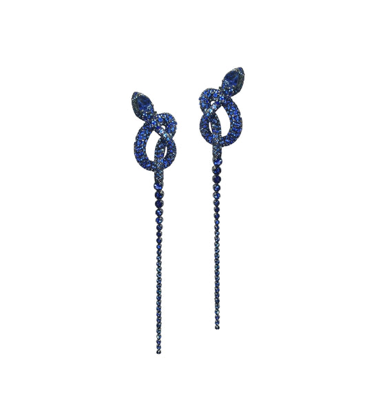 White Gold with Blue Sapphire Earrings from Snake Collection