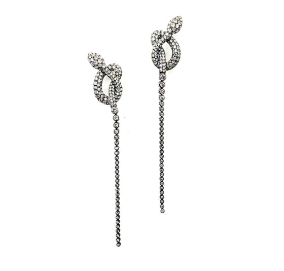 White Gold with White & Brown Diamond Earrings from Snake Collection