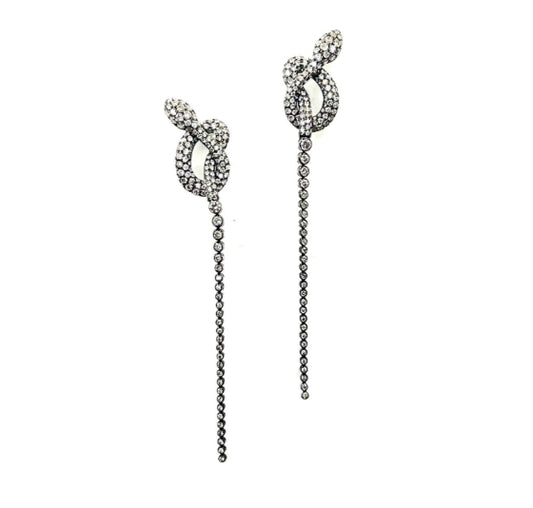 White Gold with White & Brown Diamond Earrings from Snake Collection