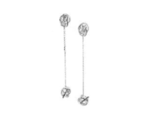 White Gold with White Diamond and Black Diamond Earrings