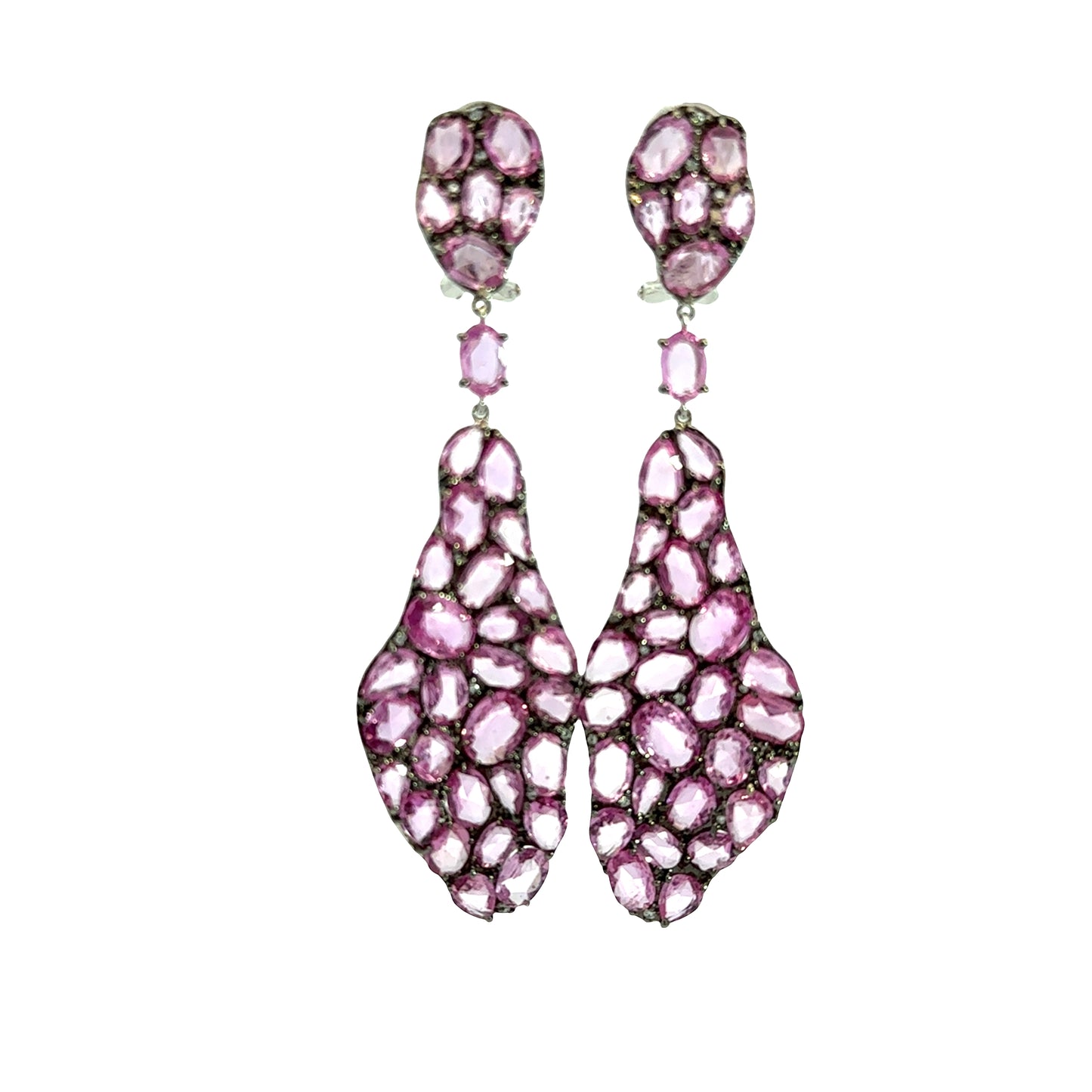 White Gold with White Diamond and Amethyst Earrings from Petal Collection