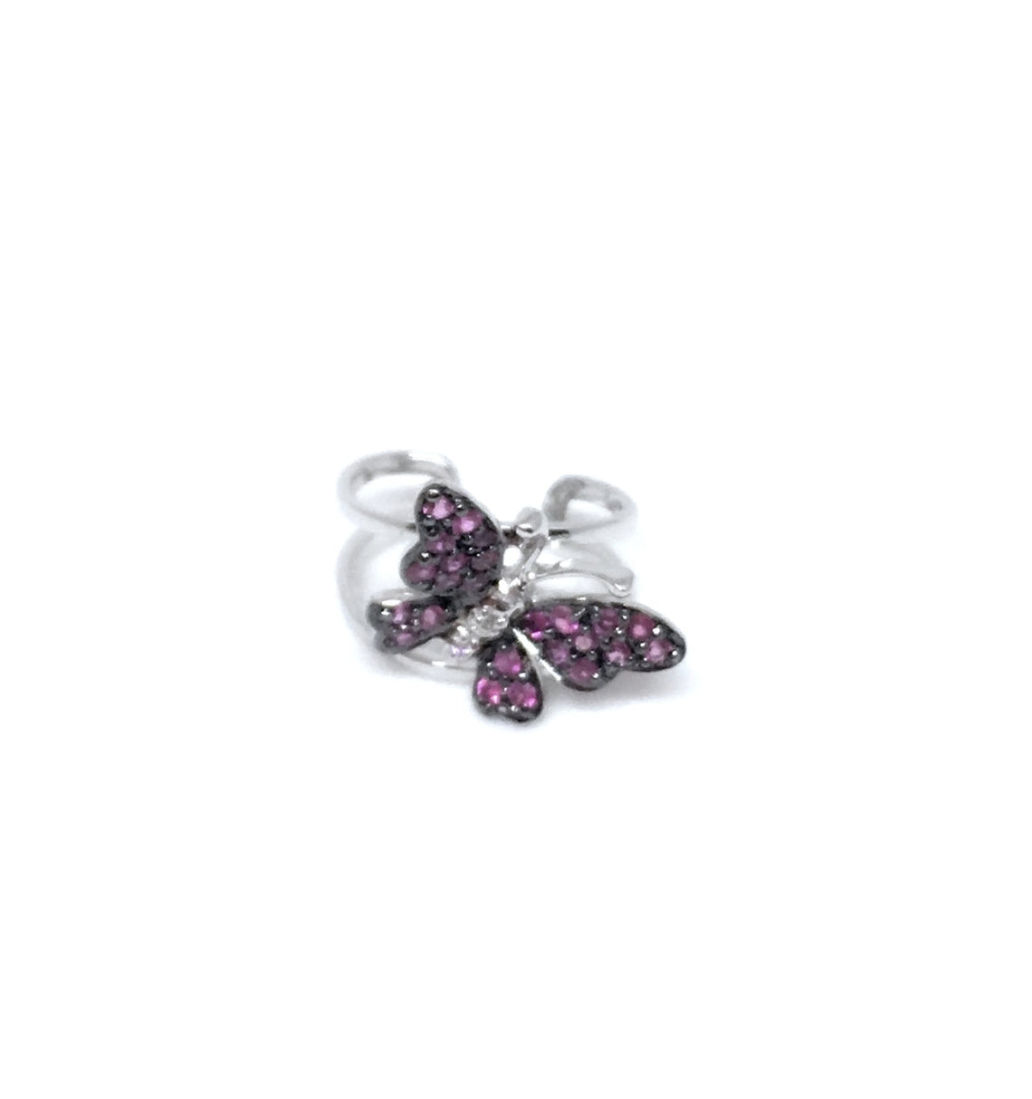 White Gold with Pink Sapphire and White Diamond Earcuff from Butterflies Collection