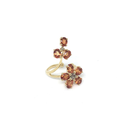 Yellow Gold with Yellow Sapphire and Brown Diamond Earcuff from Flowers Collection