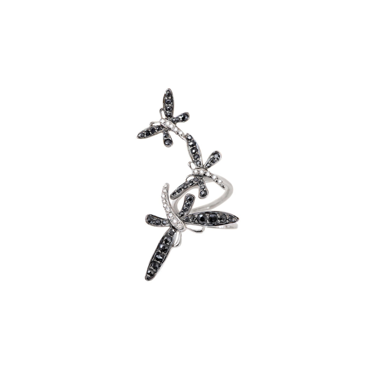 White Gold with White Diamond and Black Sapphire Earcuff from Butterflies Collection