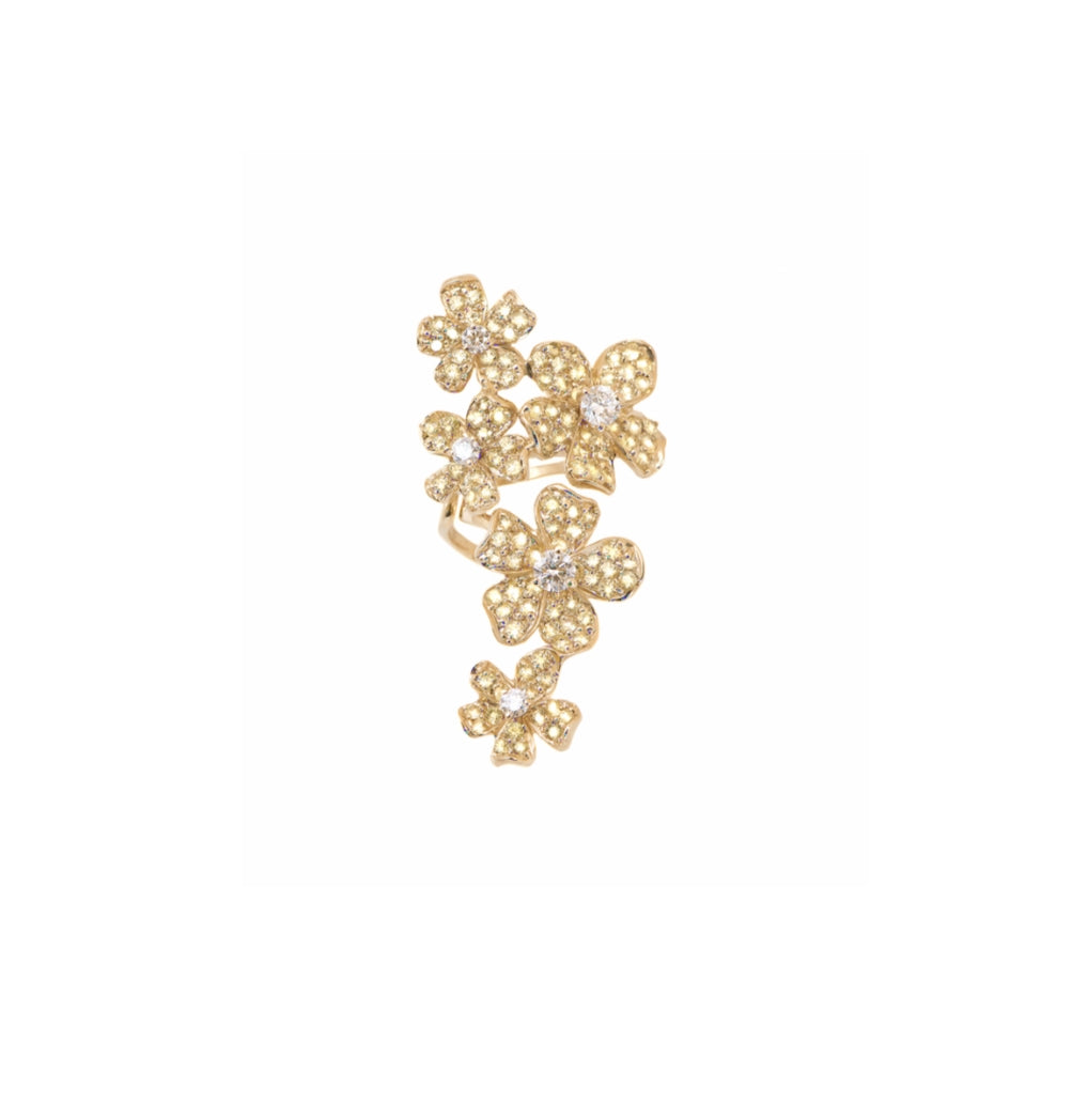 Yellow Gold With White Diamond & Yellow Sapphire Ear Cuff from Flowers Collection