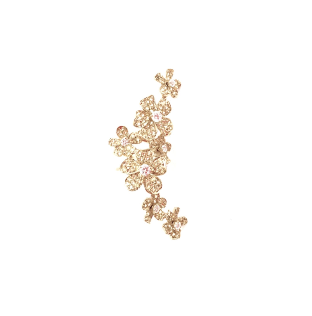 Yellow Gold with White Diamond & Yellow Sapphire Earcuff from Flower Collection