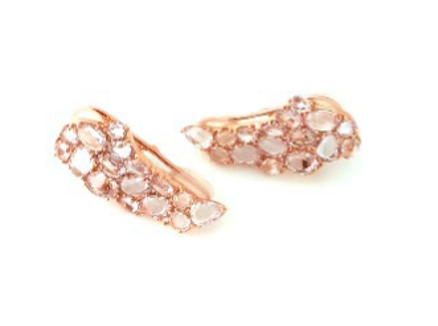 Rose Gold with White Diamond and Amethyst Earrings