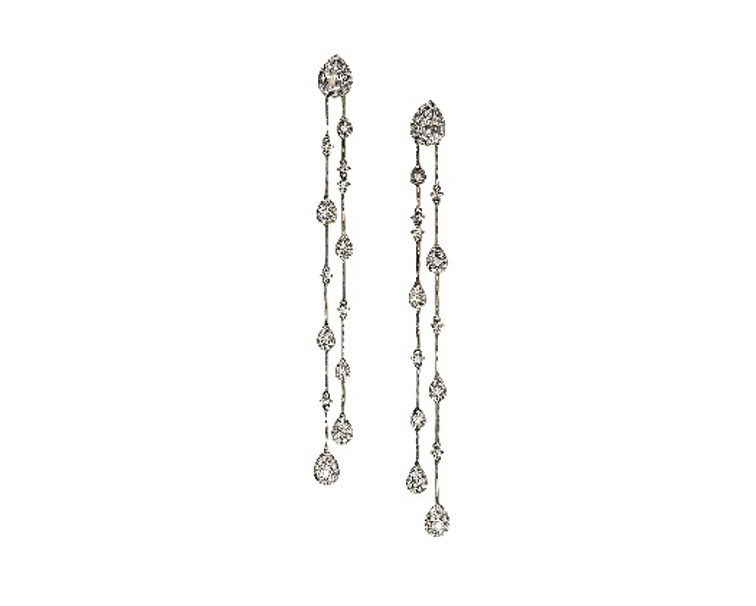 White Gold with White Diamond and Crystal Earrings