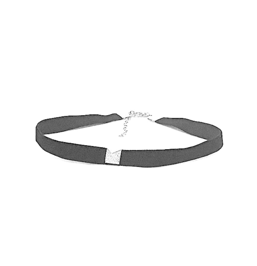 White Gold with White Diamond Leather Choker from Skull & Cross Collection