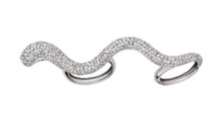 White Gold withWhite Diamond Two Fingers Ring from Snake Collection