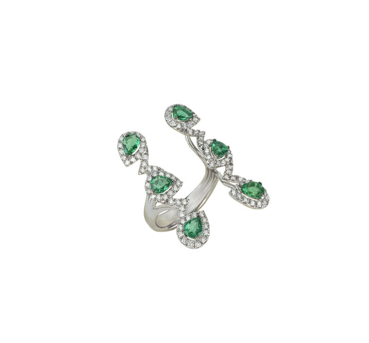 White Gold White Diamonds Emerald Ring From Aurore Collection