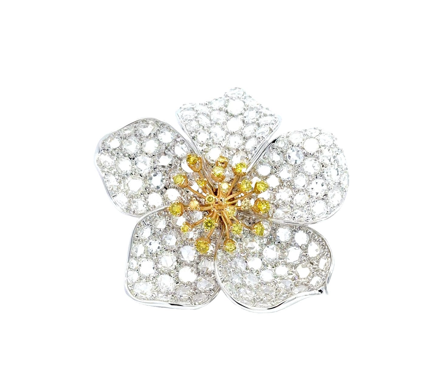 Copy White Gold with Yellow & White Diamond Ring from Flowers Collection