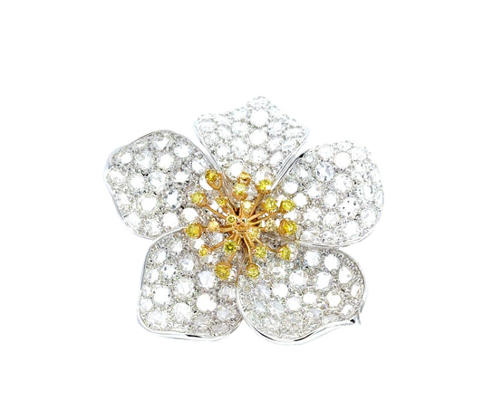 Copy White Gold with Yellow & White Diamond Ring from Flowers Collection