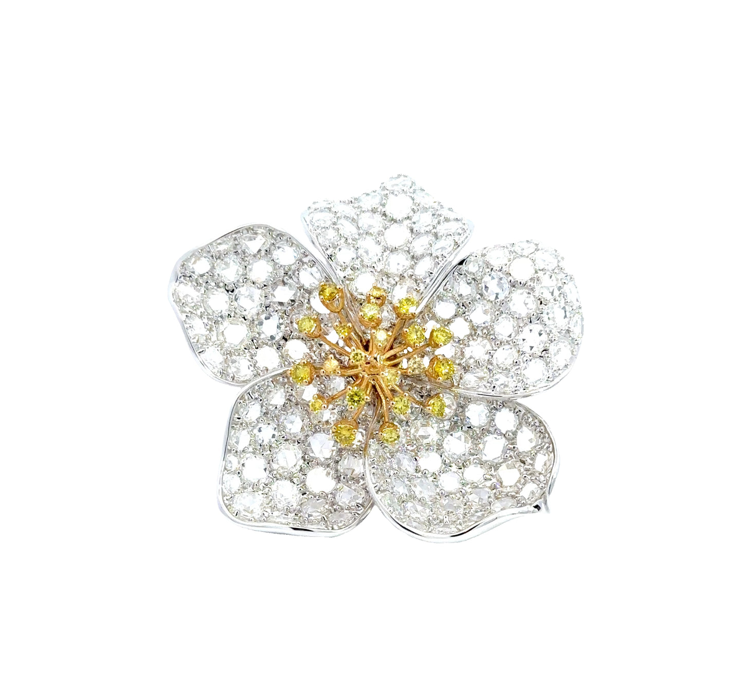 Copy White Gold with Yellow & White Diamond Ring from Flowers Collection